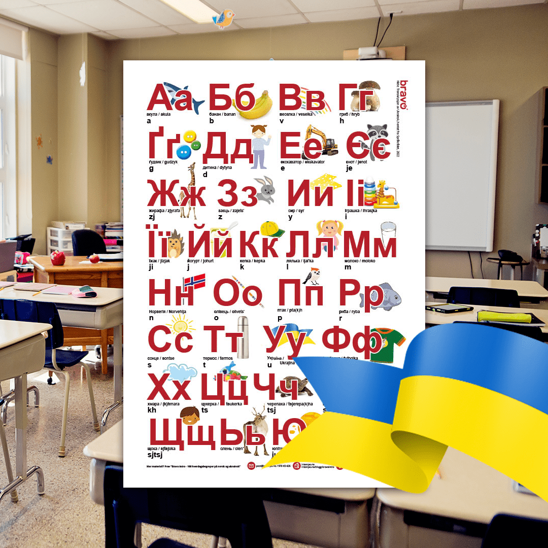 Alfabetplakat – ukrainsk/norsk