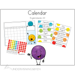 Calendar/Kalender – Engelsk kalender A3 – Enkel og fargeglad NY: bokmål og nynorsk lagt til!
