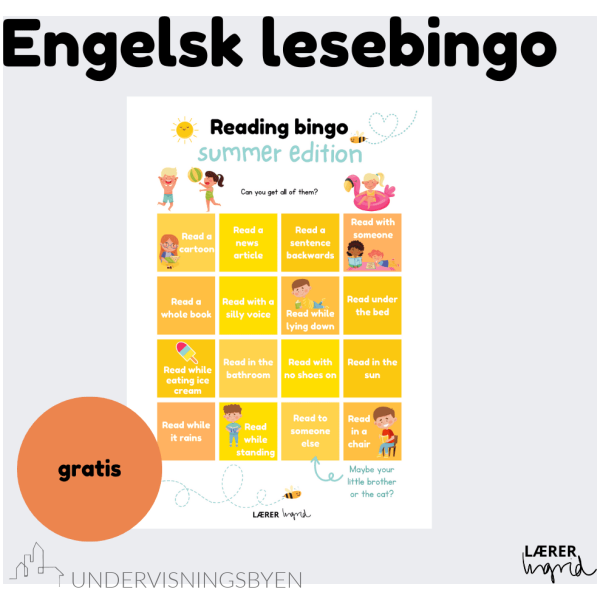 Engelsk lesebingo med sommertema