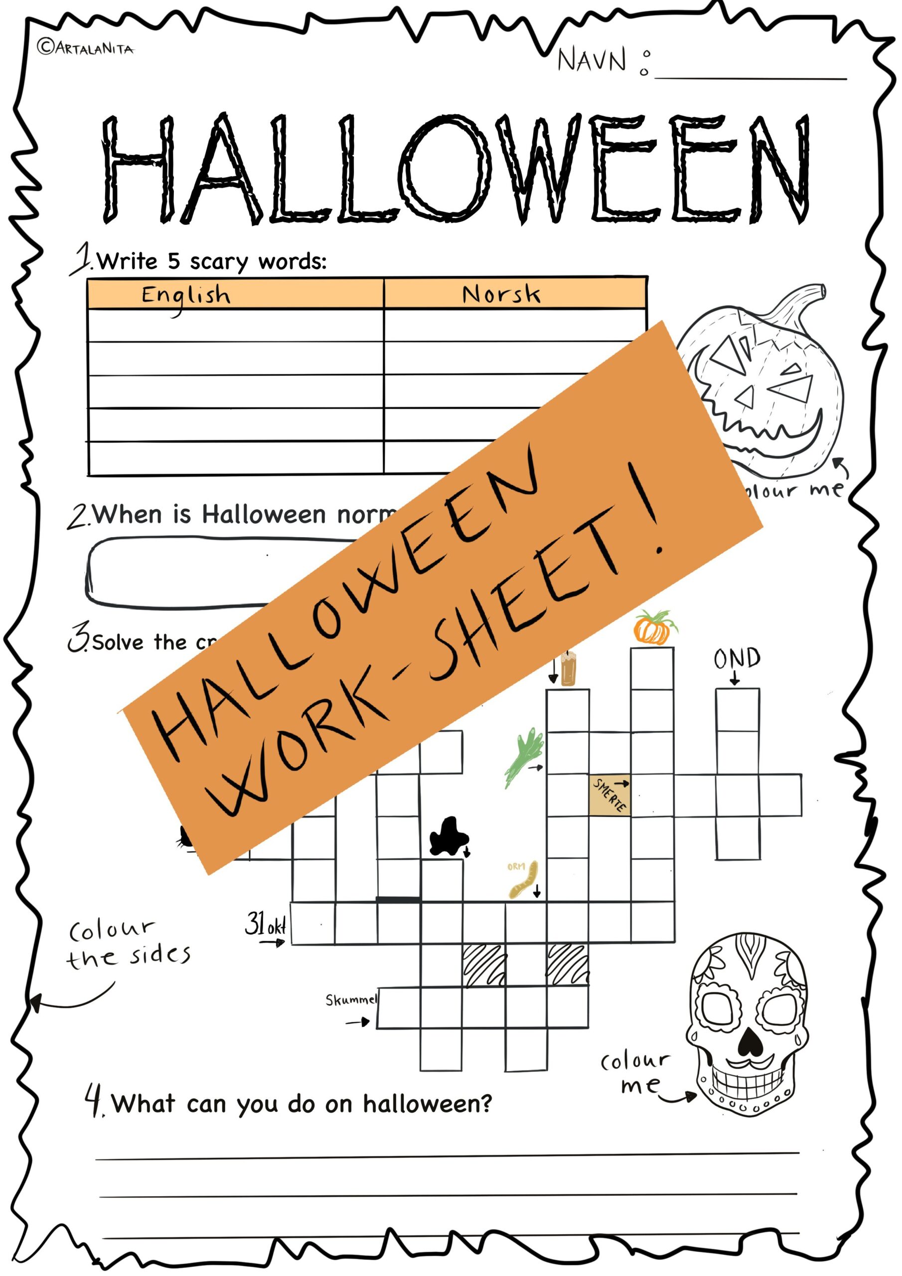 Halloween work sheet