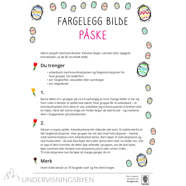 Lek med koordinatsystemet - Fargelegg bilde - PÅSKE - Bilde 3