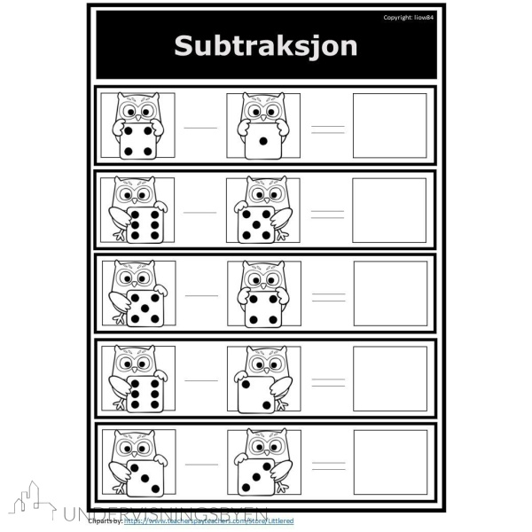 Addisjon og Subtraksjon med terninger (opp til 10) - Bilde 4
