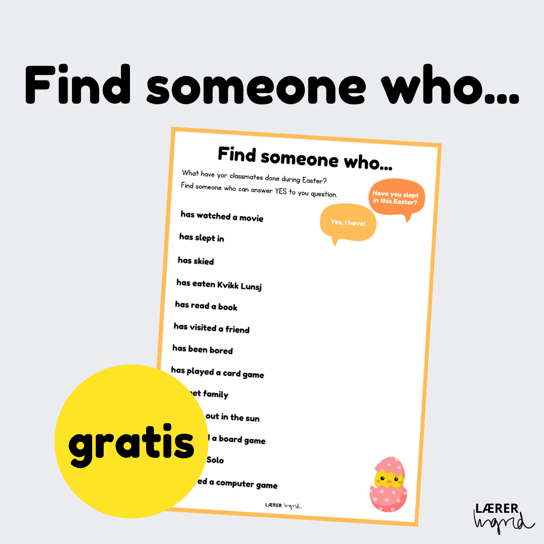 Find someone who… | What have your classmates done this Easter?