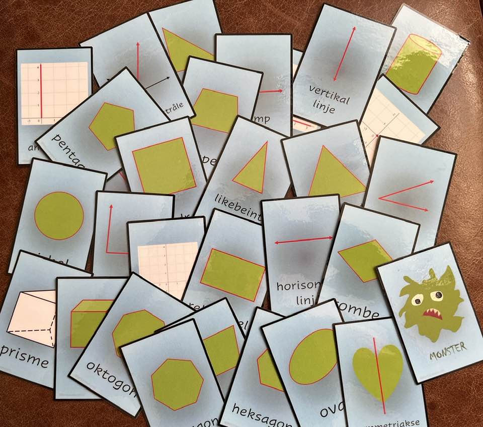 Geometri spillkort – 4 forskjellige spill