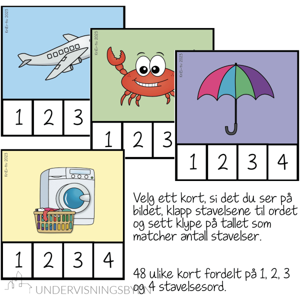 Klypekort Klapp stavelser 1-2-3-4 (NN + BM) - Bilde 2