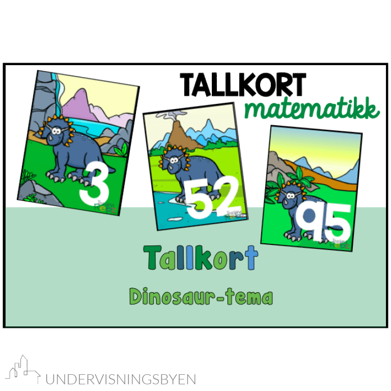 Tallkort - Dinosaurtema - 0-100 (3 sett) | Undervisningsbyen.no