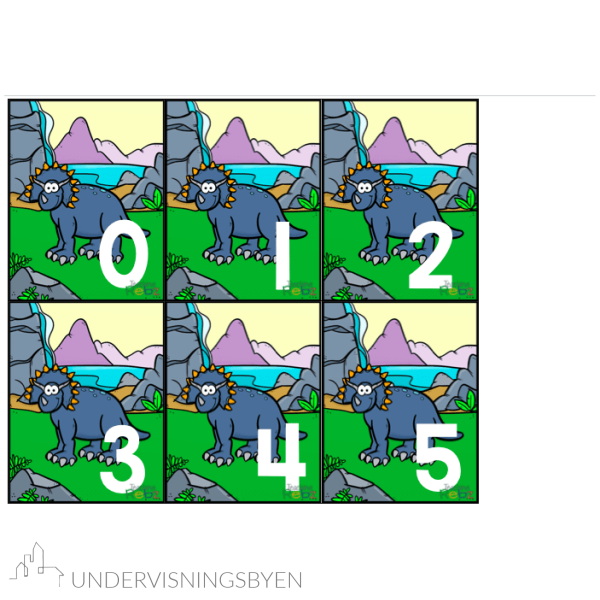 Tallkort - Dinosaurtema - 0-100 (3 sett) | Undervisningsbyen.no