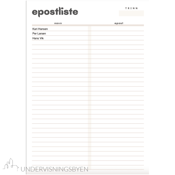 Ulike lister med autofyll av navn og klasse - Bilde 4