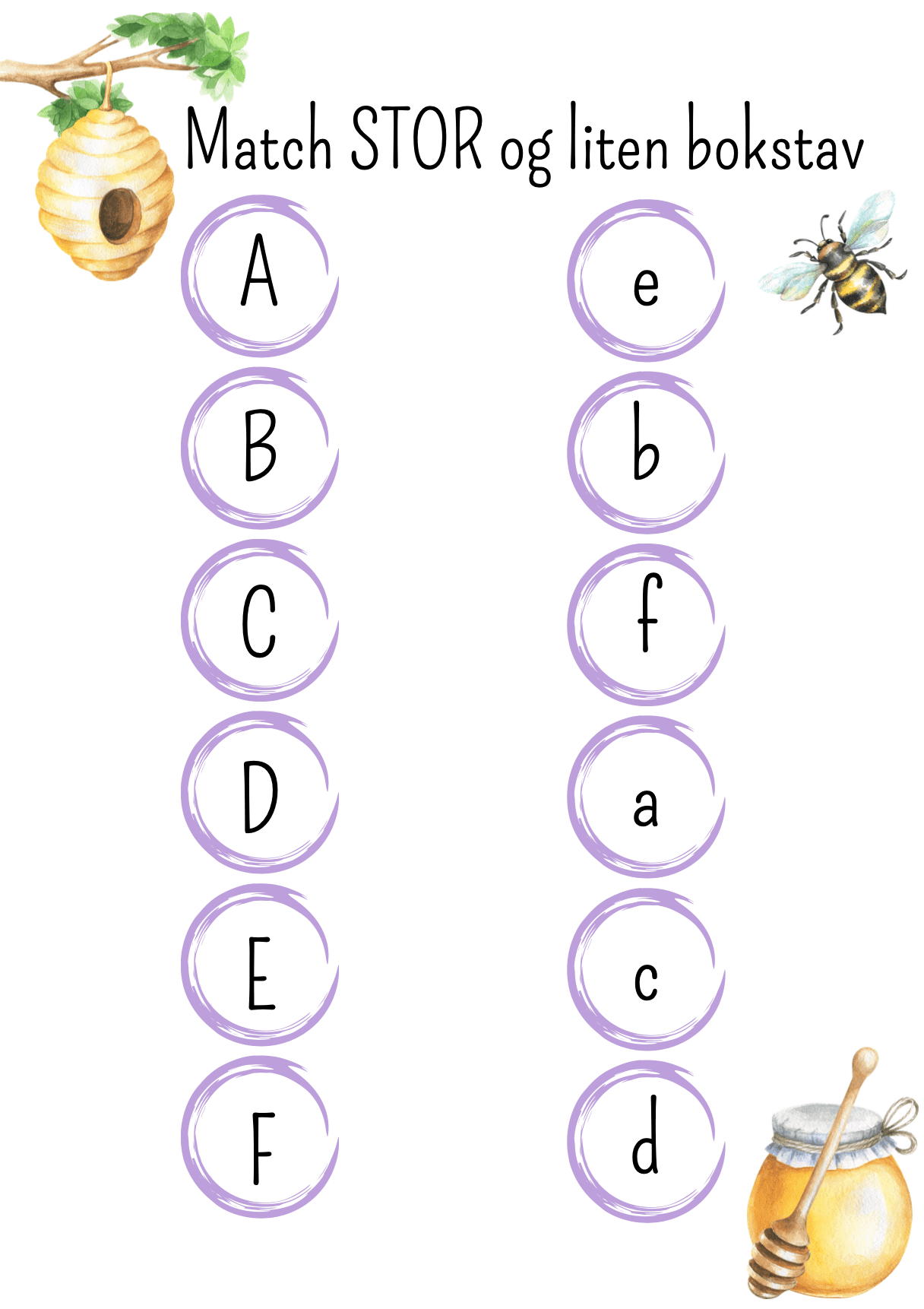 Match stor og liten bokstav / hele alfabetet