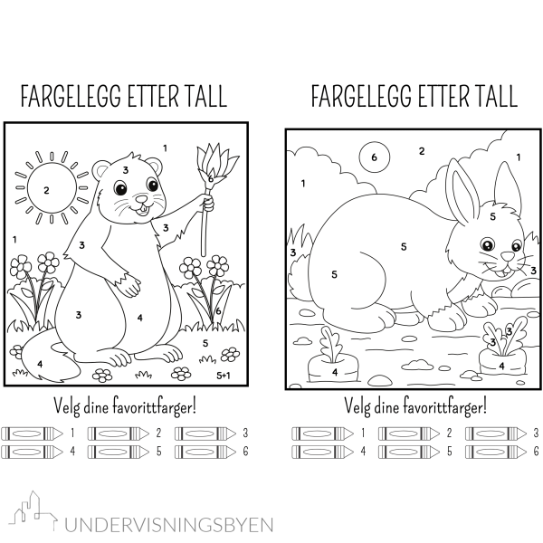 Fargelegg etter tall / 6 oppgaver - Bilde 4