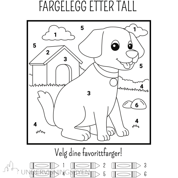 Fargelegg etter tall / 6 oppgaver - Bilde 3