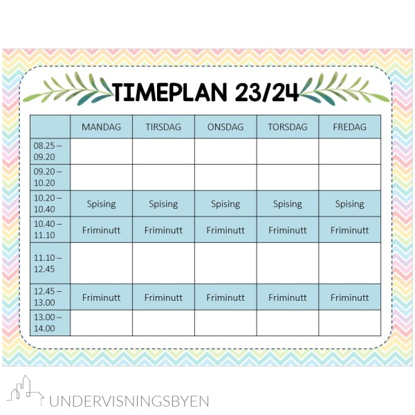 Redigerbare timeplaner