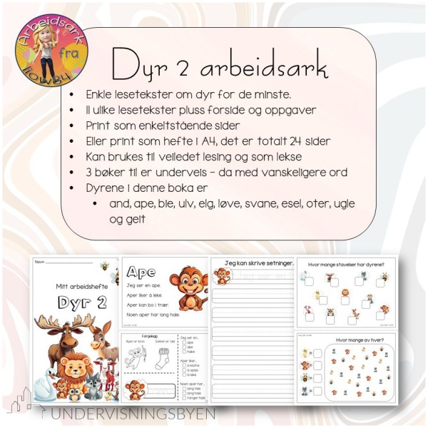 Lesetekster - Dyr 2 arbeidsark