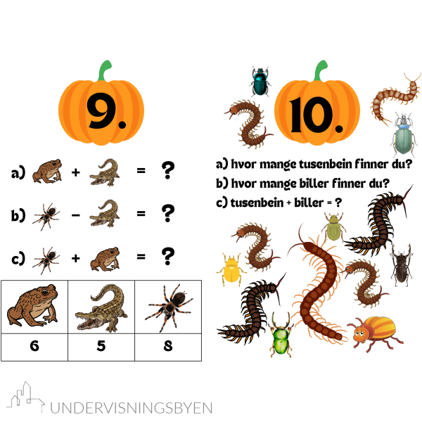 10 poster til halloween med mest matematikkoppgaver for småtrinnet / natursti - Bilde 7
