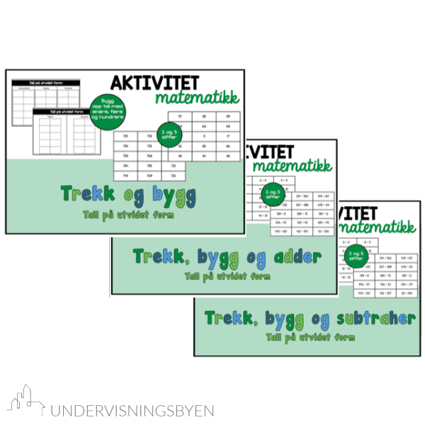 Trekk og bygg SAMLEPAKKE - To- og tresifret tal, addisjon og subtraksjon