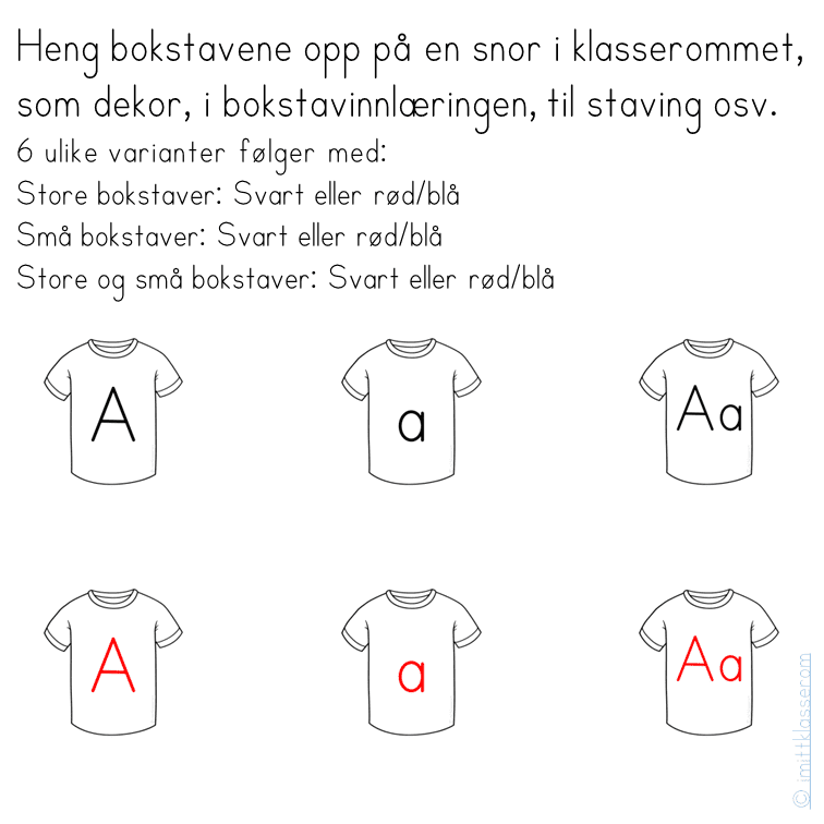 Alfabetet på tørkesnora - Bokstaver - Ulike varianter | Undervisningsbyen.no