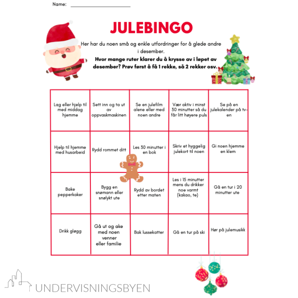 Julebingo - hjemmelekser desember