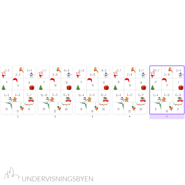 Match addisjonsstykkene / matematikk / addisjon / spill / 30 stykker / juletema - Bilde 2
