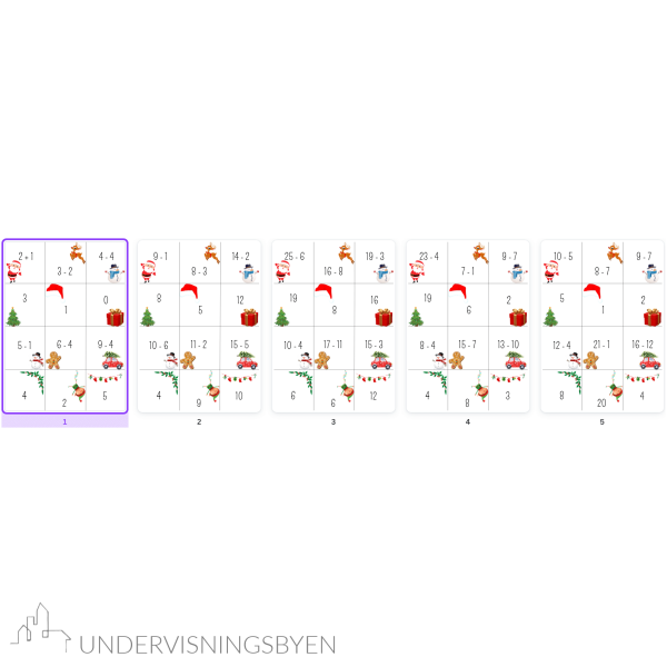 Match subtraksjonsstykkene / matematikk / subtraksjon / 30 oppgaver / jul - Bilde 2