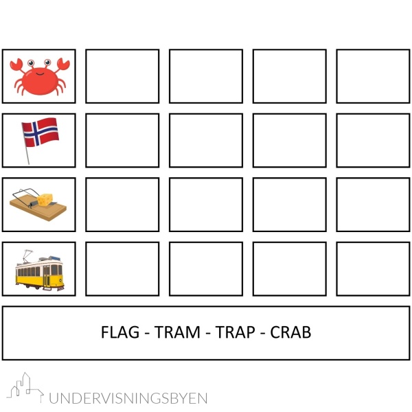 56 engelske KVK ord (konsonant-vokal-konsonant) - arbeidsark - kort vokallyd - fire bokstaver for lesing og staving, sett. nr.2 - Bilde 2