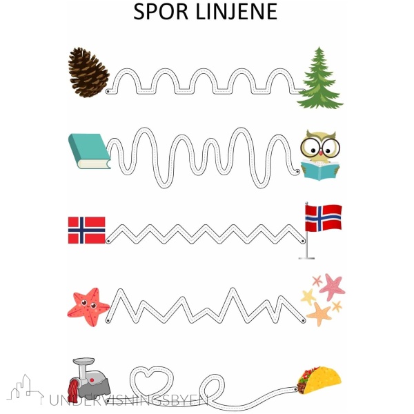 25 sider finmotorisk trening, arbeidsark med ulike typer sporing - Bilde 7