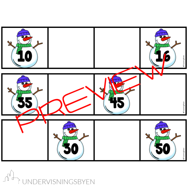 Vintertal og -bokstavar - Arbeid med alfabetet og tala til 50 - Snømanntema - Bilde 8