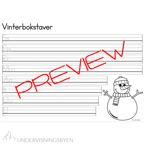 Vintertal og -bokstavar - Arbeid med alfabetet og tala til 50 - Snømanntema - Bilde 12