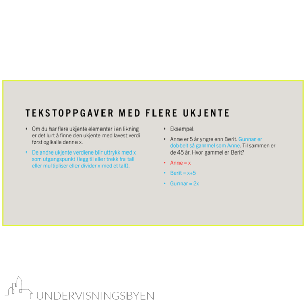 Presentasjon likninger (tekstoppgaver)