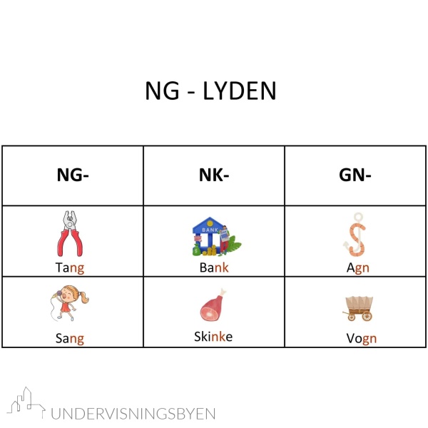 56 ord med ng-lyden - arbeidsark/rettskriving/begrep - Bilde 5