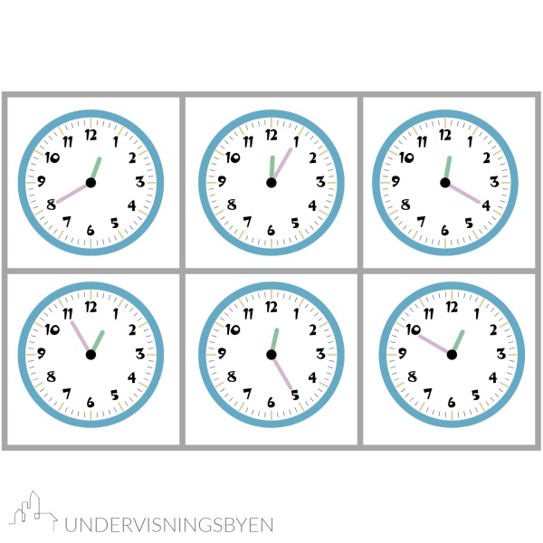 Klokken er fem-, eller ti på /over - lotto spill, match analog, digital og muntlig klokketid - Bilde 8