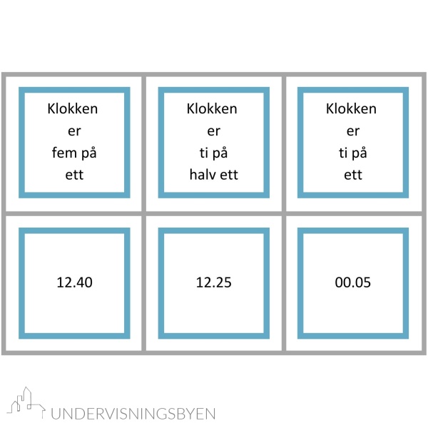Klokken er fem-, eller ti på /over - lotto spill, match analog, digital og muntlig klokketid - Bilde 9