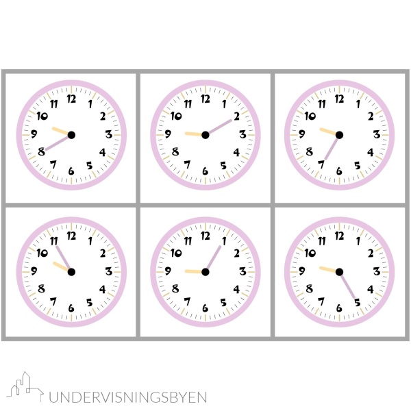 Klokken er fem-, eller ti på /over - lotto spill, match analog, digital og muntlig klokketid - Bilde 6