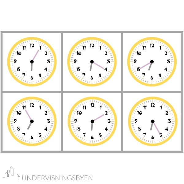 Klokken er fem-, eller ti på /over - lotto spill, match analog, digital og muntlig klokketid - Bilde 2