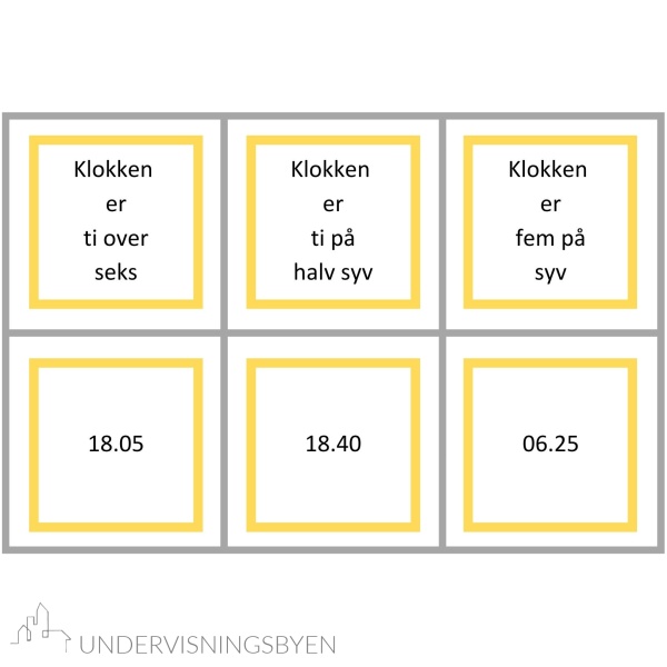 Klokken er fem-, eller ti på /over - lotto spill, match analog, digital og muntlig klokketid - Bilde 3