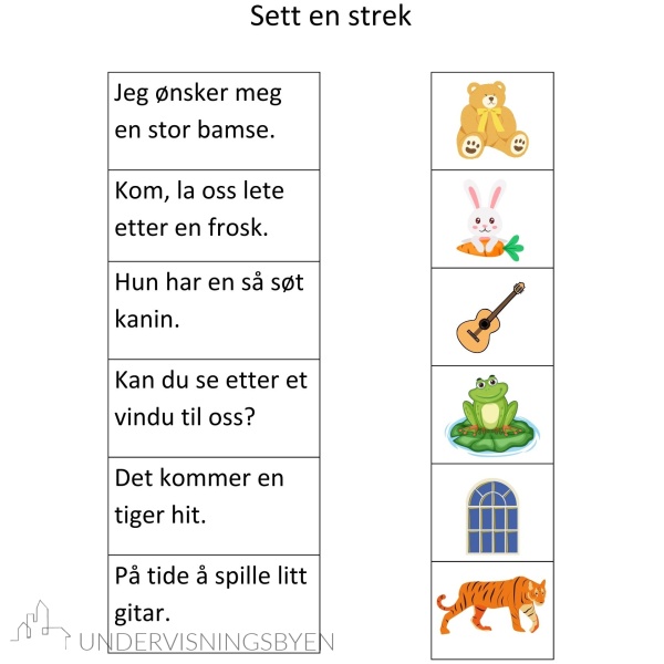 15 arbeidsark med lettleste setninger & leseforståelse 2 - første høyfrekvente ord og lydrette 4- og 5-lydsord - Bilde 6
