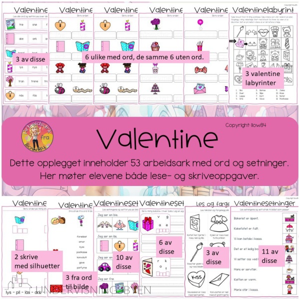 Valentine arbeidsark