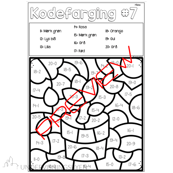 Kodefarging PÅSKE - Tallene 0-20 NN og BM - Bilde 3