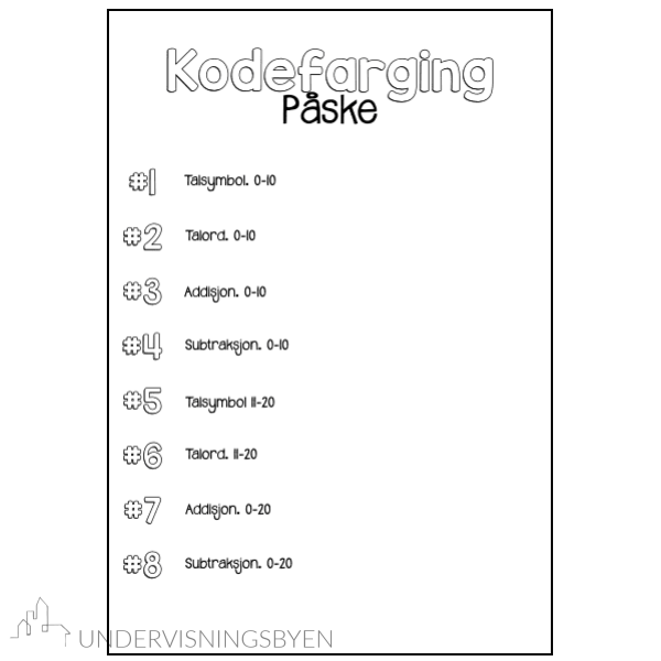 Kodefarging PÅSKE - Tallene 0-20 NN og BM - Bilde 2
