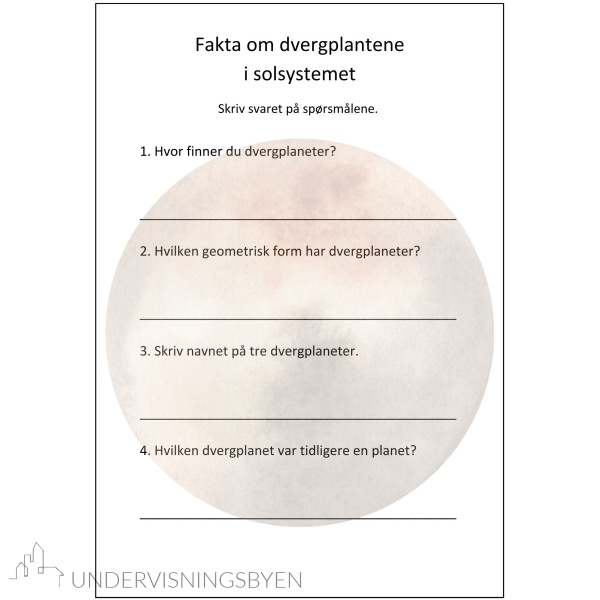 Solsystemet, månen og dvergplanetene - korte tekster til hvert emne før oppgaver - arbeidshefte - Bilde 9