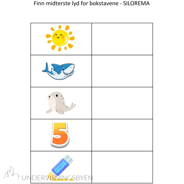 Finn midterste- og siste lyd - 115 bilder å finne midt og siste lyd til for bokstavgruppene - SILOREMA - NUAFØBV - TGJHKDPÆ - Bilde 2