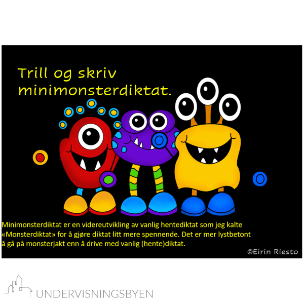 Minimonster - diktat, diftong og dobbeltkonsonant