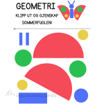 Geometri / klipp og lim / gjenskape / arbeidsark / barneskolen / 3 ark