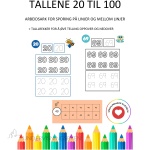 Tallene 20 til 100 – arbeidsark med sporing på linjer og mellom linjer