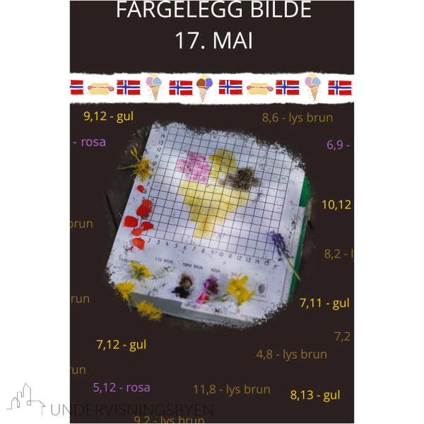 Lek med koordinatsystemet - Fargelegg bilde - 17. MAI