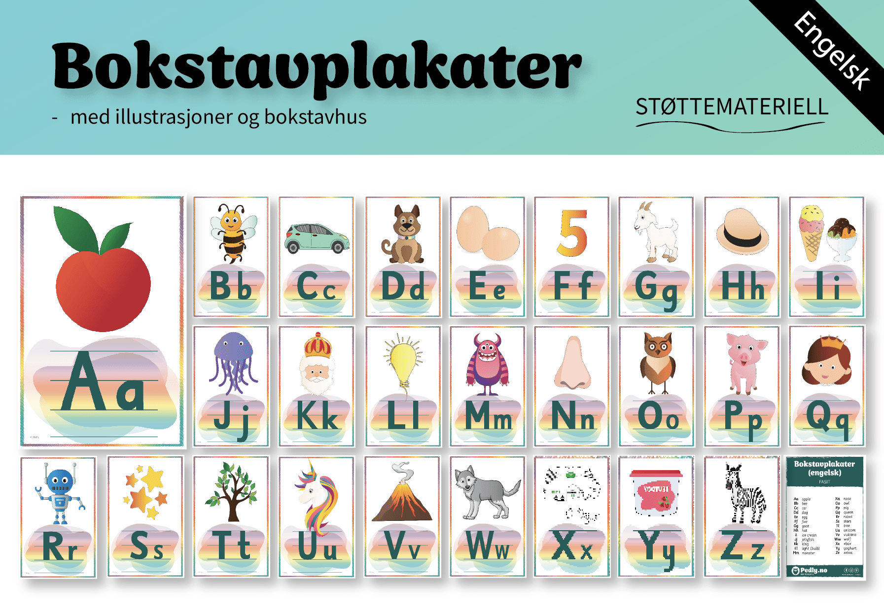 Bokstavplakater: engelsk (uten leiekrok)