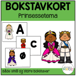 Bokstavkort – Prinsessetema – Store og små bokstaver