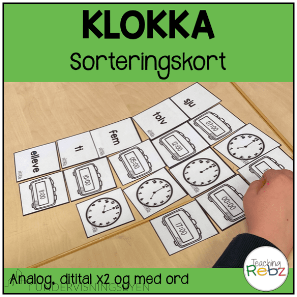 Sorteringskort - Klokka på ulike måter