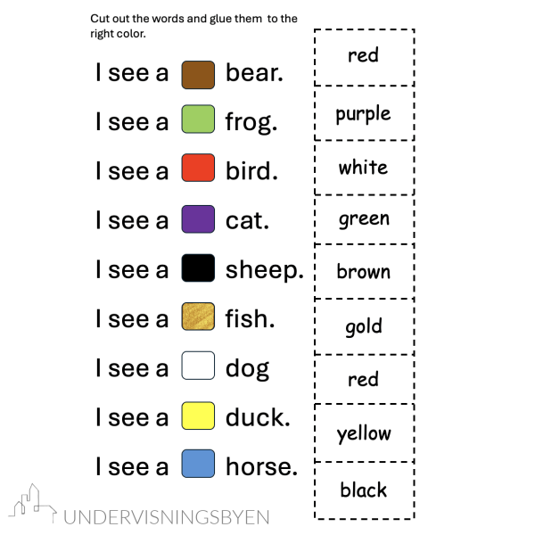 Leseoppgaver til den engelske boka Brown Bear, Brown Bear, What do you see? - Bilde 2