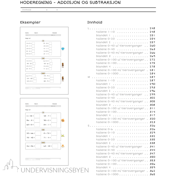 XXL Monstermatte - hoderegning - addisjon/subtraksjon - ark med differensiering - Bilde 5