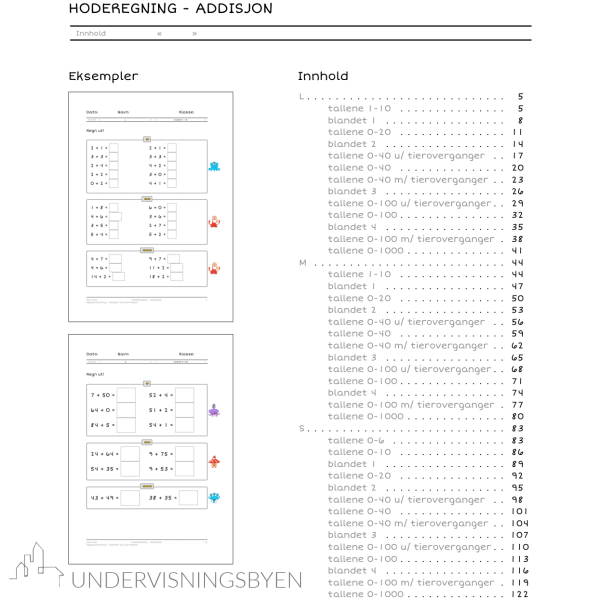 XXL Monstermatte - hoderegning - addisjon/subtraksjon - ark med differensiering - Bilde 3